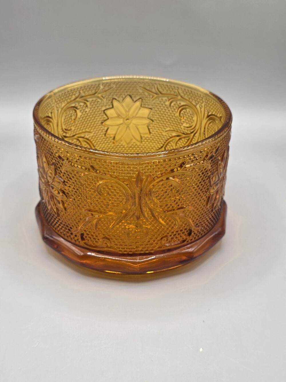 Vtg Indiana Glass Tiara Amber Sandwich Canister Biscuit Jar Replacement Base...